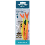 Kinetic F122-255-051 Sabiki Soft Tail UV Рыболовное Перо Бесцветный Yellow / Orange Fire Tail
