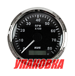 Тахометр 0-8000 об/мин со счетчиком моточасов делитель 0.5-250, черный циферблат, нержавеющий ободок (упаковка из 30 шт.) KUS JMV00248_KY07003_pkg_30