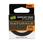 Fox international CAC828 Naturals Soft Braid Hooklength 20 m Карповая Ловля Black 35 Lbs