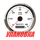 Тахометр 0-6000 об/мин со счетчиком моточасов делитель 0.5-250, белый циферблат, нержавеющий ободок, Marine Rocket (упаковка из 30 шт.) TMA6001WSMR_pkg_30