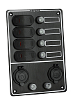 Панель бортового питания, 4 переключателя, 2 разьёма прикуривателя, индикация, автоматы AAA 10141-BK