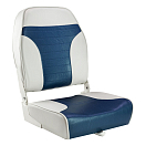 Кресло складное мягкое ECONOMY с высокой спинкой, цвет белый/синий Springfield 1040667