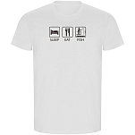 Kruskis CA66900601S007 Футболка с коротким рукавом Sleep Eat And Fish ECO Белая White 3XL