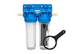 ATLAS Набор фильтров для питьевой воды 300 л/ч / Двойной корпус / Фильтрующий картридж из полипропилена и угольного блока / 25 / 0,3 микрона