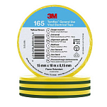 Лента 3M Temflex 165 10м 15x0,15мм из жёлто-зелёного ПВХ электроизоляционная