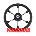 Рулевое колесо LEADER TANEGUM черный обод серебряные спицы д. 330 мм (упаковка из 6 шт.) Volanti Luisi VN7330-01_pkg_6