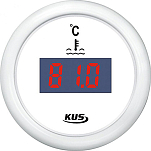 Цифровой указатель температуры воды KUS WW KY24300 Ø52мм 12/24В IP67 20-300Ом 25-120°C белый/белый