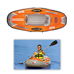 Надувная байдарка/каяк одноместный Sportsstuff Explorer 52-3105 с веслом 2500x1000x533мм оранжевый/серый