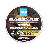 Nash T6009-UNIT Плетёная леска Baseline Sinking 600 m  UV Yellow 0.240 mm