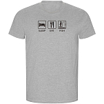 Kruskis CA66900458S007 Футболка с коротким рукавом Sleep Eat And Fish ECO Серый Heather Grey XL