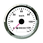 GPS-спидометр аналоговый 0-120 км/ч, белый циферблат, нержавеющий ободок, выносная антенна, д. 85 мм, Marine Rocket SMAGPS120WSMR