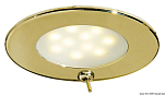 Встраиваемый LED светильник позолоченный Atria 12/24В 2.4Вт 215Лм белый свет c выключателем, Osculati 13.447.07