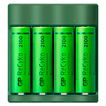 Gp batteries 130B421USB210AAC4 4xAA NiMh 2100mAh Зарядное Устройство Для Аккумуляторов Зеленый Green