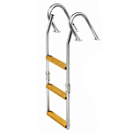 Forniture nautiche italiane 3030084 Нержавеющая сталь/дерево 3 Ступенчатая лестница Silver / Brown 74 x 27 cm 