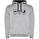 Купить Kruskis SU1067055802S100 Толстовка с капюшоном Sleep Eat And Sail Two-Colour Серый Heather Grey / Black 2XL 7ft.ru в интернет магазине Семь Футов