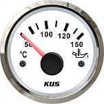 Аналоговый указатель температуры масла KUS WS KY14102 Ø52мм 12/24В IP67 20-370Ом 50-150°C белый/нержавейка