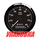 Тахометр 0-8000 об/мин со счетчиком моточасов делитель 1-10, черный циферблат, черный ободок, Marine Rocket (упаковка из 8 шт.) TM8010BBMR_pkg_8