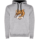 Купить Kruskis SU1067055802C069 Толстовка с капюшоном Seafood Shrimp Two-Colour Серый Heather Grey / Black 2XL 7ft.ru в интернет магазине Семь Футов