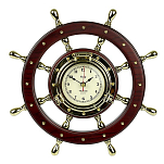 Часы "Штурвал" Nauticalia 6763 Ø250мм из дерева и латуни