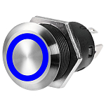 Выключатель кнопочный Flat 20А 12B IP67 синий светодиод ON-OFF с фиксацией, Osculati 14.215.03