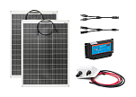Полный комплект солнечной системы: 2 модуля мощностью 130 Вт, вкл. ШИМ-контроллер VICTRON и проходная панель