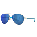 Costa 06S4002-40021857 Зеркальные поляризованные солнцезащитные очки Peli Shiny Silver Blue Mirror 580P/CAT3