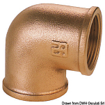 Gomito 90°. F-F in bronzo 3/4".