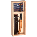 Opinel 001090 Nº 10 Slim Оливковое дерево с деревянной коробкой и ножнами 10 См Нож Коричневый Silver / Brown