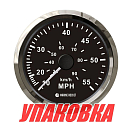 Спидометр манометрический 0-55 MPH, черный циферблат, нержавеющий ободок, д. 85 мм, Marine Rocket (упаковка из 5 шт.) SMAM00055BSMR_pkg_5