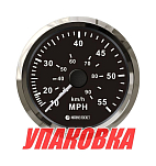 Спидометр манометрический 0-55 MPH, черный циферблат, нержавеющий ободок, д. 85 мм, Marine Rocket (упаковка из 5 шт.) SMAM00055BSMR_pkg_5