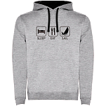 Kruskis SU1067035802S100 Толстовка с капюшоном Sleep Eat And Sail Two-Colour Серый Heather Grey / Black L