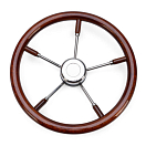 Рулевое колесо из нержавеющей стали с ободом из красного дерева