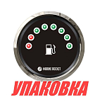Указатель уровня топлива светодиодный, черный циферблат, нержавеющий ободок, д. 52 мм, Marine Rocket (упаковка из 10 шт.) FLM0010BSMR_pkg_10