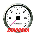 GPS-спидометр аналоговый 0-120 км/ч, белый циферблат, нержавеющий ободок, выносная антенна, д. 85 мм, Marine Rocket (упаковка из 8 шт.) SMAGPS120WSMR_pkg_8