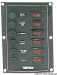 Панель управления Seaworld вертикальная 6 выключателей с подсветкой 12В 37А 165x114 мм, Osculati 14.103.31