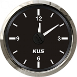 Аналоговые кварцевые часы KUS BS KY09000 Ø52мм 12/24В IP67 12-часовой формат чёрный/нержавейка