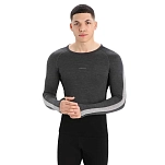 Icebreaker 0A56HA585XL Базовый слой с длинным рукавом Zone Knit 200 Crewe Серый Jet Heather / Black / Metro Heather / Cb XL