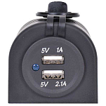 Euromarine 050024 3.1A USB-разъем для поверхностного монтажа Серебристый Black 80 mm