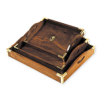 Набор из трех подносов Foresti & Suardi PLAT007 из дерева и латуни