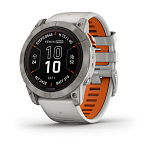 Garmin 010-02778-15 Часы Fenix 7X Pro Sapphire Solar Серебристый Titanium / Grey / Orange Band