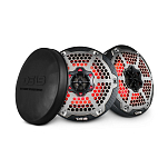 Динамики двухполосные DS18 CF-65M Ø165мм 45Гц—23кГц 100-300Вт 4Ом IP65 светодиодная RGB-подсветка глянцевые из углеродного волокна чёрного цвета