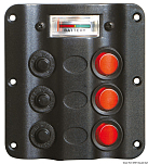 Панель выключателей Wave Design c 3 выключателями и 1 вольтметр 12В 20А 100x110 мм, Osculati 14.104.05