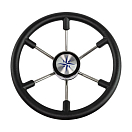 Рулевое колесо LEADER PLAST черный обод серебряные спицы д. 360 мм Volanti Luisi VN8360-01