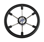 Рулевое колесо LEADER PLAST черный обод серебряные спицы д. 360 мм Volanti Luisi VN8360-01