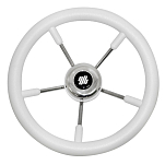 Рулевое колесо Ultraflex V57W 38157Q Ø350x76мм рукоятка из белого полиуретана со спицами из нержавеющей стали
