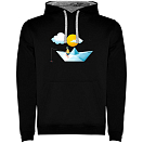 Купить Kruskis SU1067010258K199 Толстовка с капюшоном Paper Boat Two-Colour Черный Black / Grey S 7ft.ru в интернет магазине Семь Футов