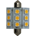 Goldenship GS10531 10-30V 2W Festoon 9 SMD 5050 Зеленая светодиодная лампа Серебристый Grey