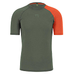 Karpos 2531051-024-S Базовый слой с коротким рукавом Dinamico Merino 130 Зеленый Thyme / Spicy Orange S