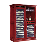 Винный шкаф двухзонный с зоной сервировки Libhof Noblest NBD-145 Red Wine 1360х680х1880мм на 145 бутылок из американского дуба "красное вино" отдельностоящий