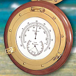 Метеостанция судовая Moretti Luce 200.18A 30см термометр/гигрометр из полированной латуни на деревянной основе